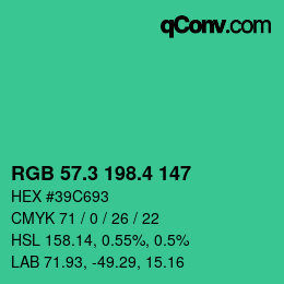 カラーコード: RGB 57.3 198.4 147 | qconv.com