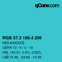 カラーコード: RGB 57.3 198.4 206 | qconv.com