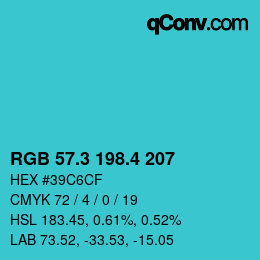 カラーコード: RGB 57.3 198.4 207 | qconv.com