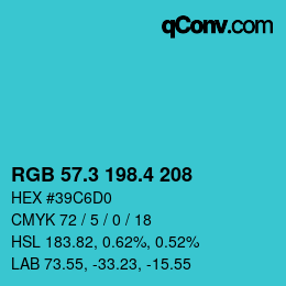 カラーコード: RGB 57.3 198.4 208 | qconv.com