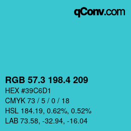カラーコード: RGB 57.3 198.4 209 | qconv.com