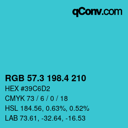 カラーコード: RGB 57.3 198.4 210 | qconv.com