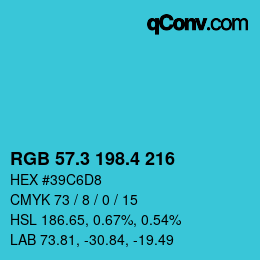 カラーコード: RGB 57.3 198.4 216 | qconv.com