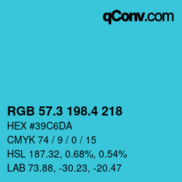 カラーコード: RGB 57.3 198.4 218 | qconv.com