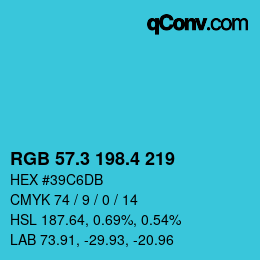 カラーコード: RGB 57.3 198.4 219 | qconv.com
