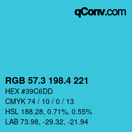 カラーコード: RGB 57.3 198.4 221 | qconv.com