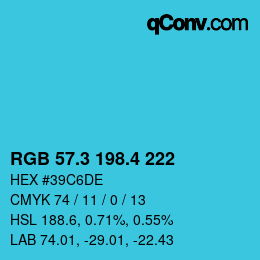 カラーコード: RGB 57.3 198.4 222 | qconv.com