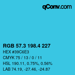 カラーコード: RGB 57.3 198.4 227 | qconv.com