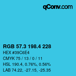 カラーコード: RGB 57.3 198.4 228 | qconv.com