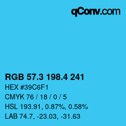 カラーコード: RGB 57.3 198.4 241 | qconv.com