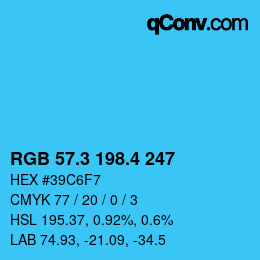 カラーコード: RGB 57.3 198.4 247 | qconv.com