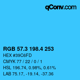 カラーコード: RGB 57.3 198.4 253 | qconv.com