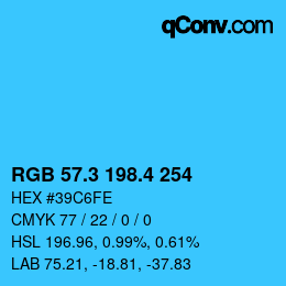 カラーコード: RGB 57.3 198.4 254 | qconv.com