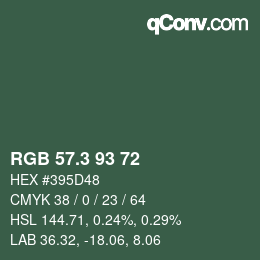 カラーコード: RGB 57.3 93 72 | qconv.com