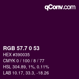 カラーコード: RGB 57.7 0 53 | qconv.com