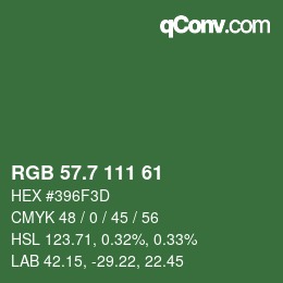カラーコード: RGB 57.7 111 61 | qconv.com