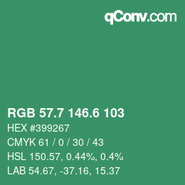 カラーコード: RGB 57.7 146.6 103 | qconv.com