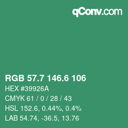 カラーコード: RGB 57.7 146.6 106 | qconv.com