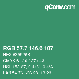カラーコード: RGB 57.7 146.6 107 | qconv.com