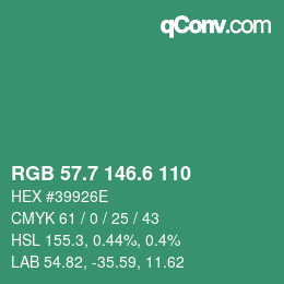 カラーコード: RGB 57.7 146.6 110 | qconv.com