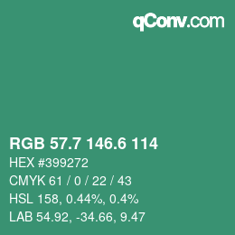 カラーコード: RGB 57.7 146.6 114 | qconv.com