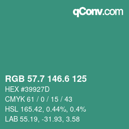 カラーコード: RGB 57.7 146.6 125 | qconv.com