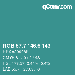 カラーコード: RGB 57.7 146.6 143 | qconv.com