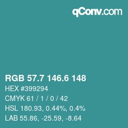 カラーコード: RGB 57.7 146.6 148 | qconv.com