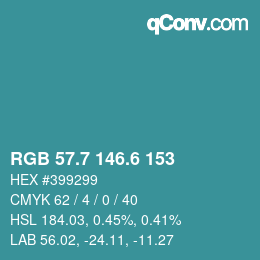 カラーコード: RGB 57.7 146.6 153 | qconv.com