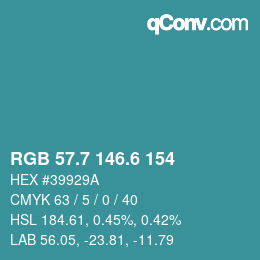カラーコード: RGB 57.7 146.6 154 | qconv.com