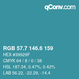 カラーコード: RGB 57.7 146.6 159 | qconv.com