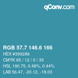 カラーコード: RGB 57.7 146.6 166 | qconv.com