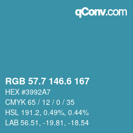 カラーコード: RGB 57.7 146.6 167 | qconv.com