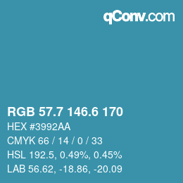 カラーコード: RGB 57.7 146.6 170 | qconv.com