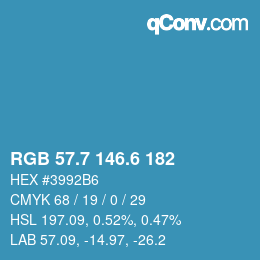 カラーコード: RGB 57.7 146.6 182 | qconv.com