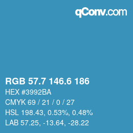 カラーコード: RGB 57.7 146.6 186 | qconv.com