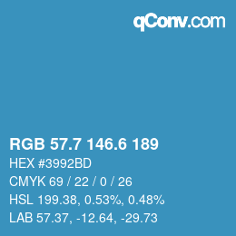 カラーコード: RGB 57.7 146.6 189 | qconv.com