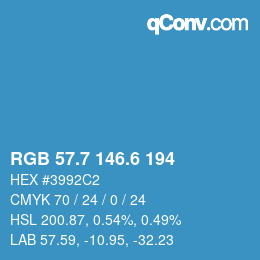 カラーコード: RGB 57.7 146.6 194 | qconv.com