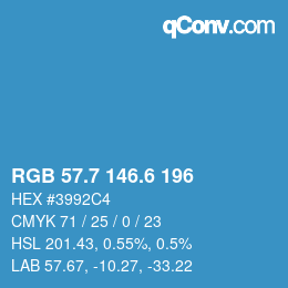 カラーコード: RGB 57.7 146.6 196 | qconv.com