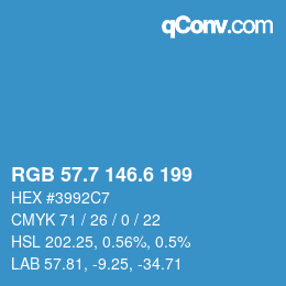 カラーコード: RGB 57.7 146.6 199 | qconv.com