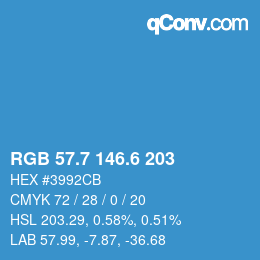 カラーコード: RGB 57.7 146.6 203 | qconv.com