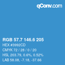 カラーコード: RGB 57.7 146.6 205 | qconv.com