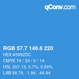 カラーコード: RGB 57.7 146.6 220 | qconv.com