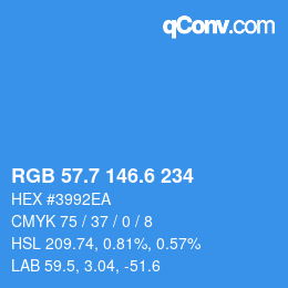 カラーコード: RGB 57.7 146.6 234 | qconv.com