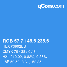 カラーコード: RGB 57.7 146.6 235.6 | qconv.com