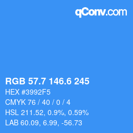 カラーコード: RGB 57.7 146.6 245 | qconv.com