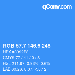 カラーコード: RGB 57.7 146.6 248 | qconv.com