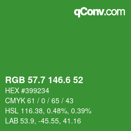 カラーコード: RGB 57.7 146.6 52 | qconv.com