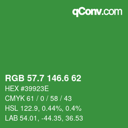カラーコード: RGB 57.7 146.6 62 | qconv.com