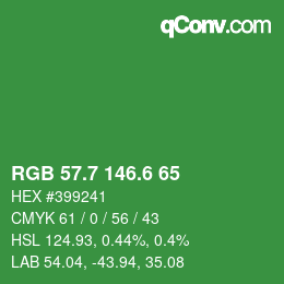 カラーコード: RGB 57.7 146.6 65 | qconv.com
